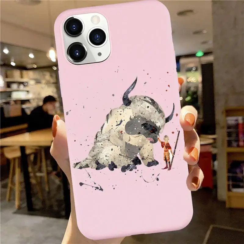 

Anime The Last Airbender Appa Yip lovely Phone Case Candy Color for iPhone 6 7 8 11 12 s mini pro X XS XR MAX Plus
