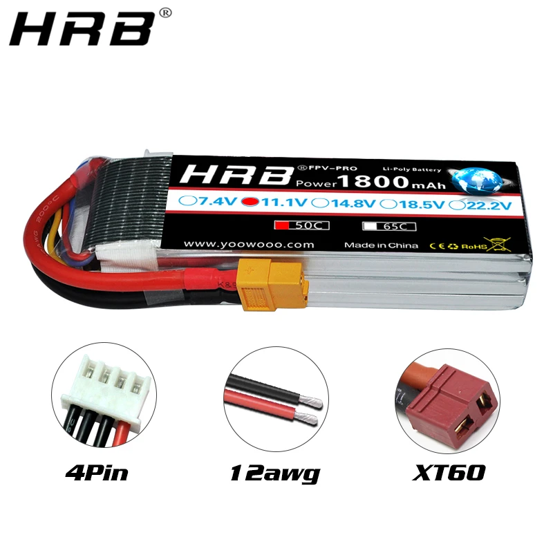hrb 111 v 1800mah 3s xt60 ec5 lipo батарея xt90 ec2 t deans ec3 rc части 50c дл