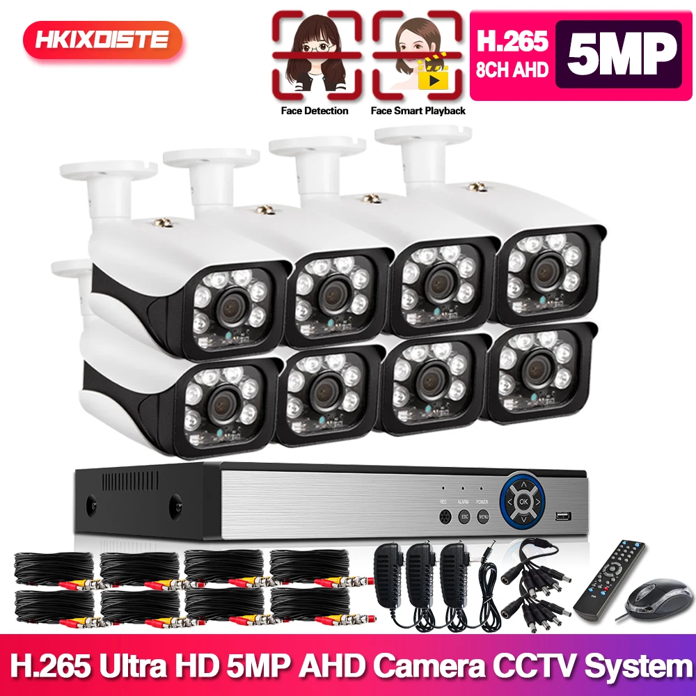 

HD CCTV Camera System 8CH 5MP AHD DVR NVR Kit Video Surveillance System 8CH Outdoor Waterproof 5.0MP Security Cameras System