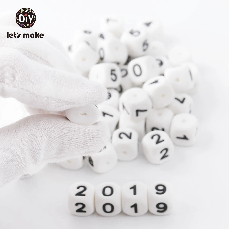 Let'S Make 10 шт силиконовый Прорезыватель для зубов 0-9 цифр буквы Bpa бесплатно жевательные бусины Diy пустышка цепочка Детские Прорезыватели Прорезыватель зубов Квадратные бусины