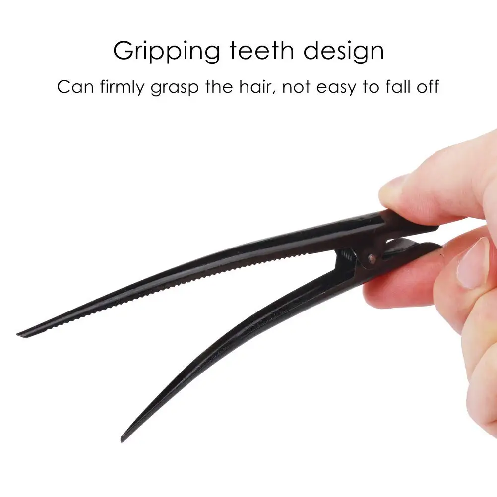 

6/12Pcs Black Metal Non-Slip Crocodile Clip Hair Clip Hairdressing Styling Tool Duckbill Shape Horn Clip Hair Clip