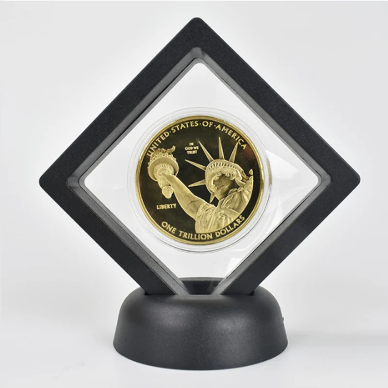 gold black case Золотые монеты 1 триллион долларов позолоченные монеты США коллекция металлическая монета с черным бархатом Подарочная коробка металлический памятный подарок - Цвет: gold black case