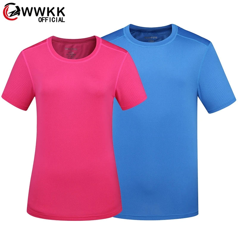 Быстросохнущая футболка для мужчин и женщин Спортивная однотонная короткая бега