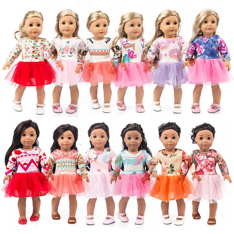 

15 Colors Princess Doll Dress Doll Clothes For 43cm Baby New Born Doll Pink Dress For 18 Inch Girl Doll Dress Wholesale