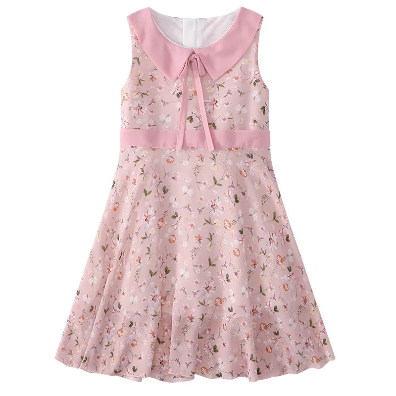 

Summer Girls Clothes beautiful flowers print Princess Dress Sleeveless O-Neck Chiffon Dress Kids 3 4 5 6 7 8-13Years Old kids