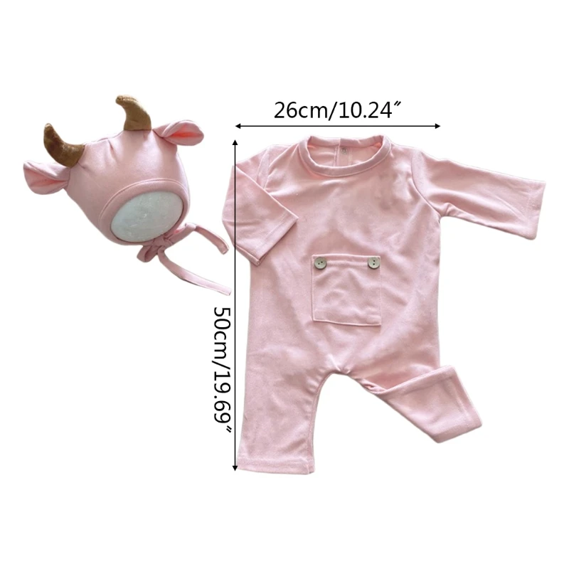 

3 Pcs Baby Hat Romper Bodysuits Doll Set Infants Photo Shooting Clothing Newborn Photography Props Outfit