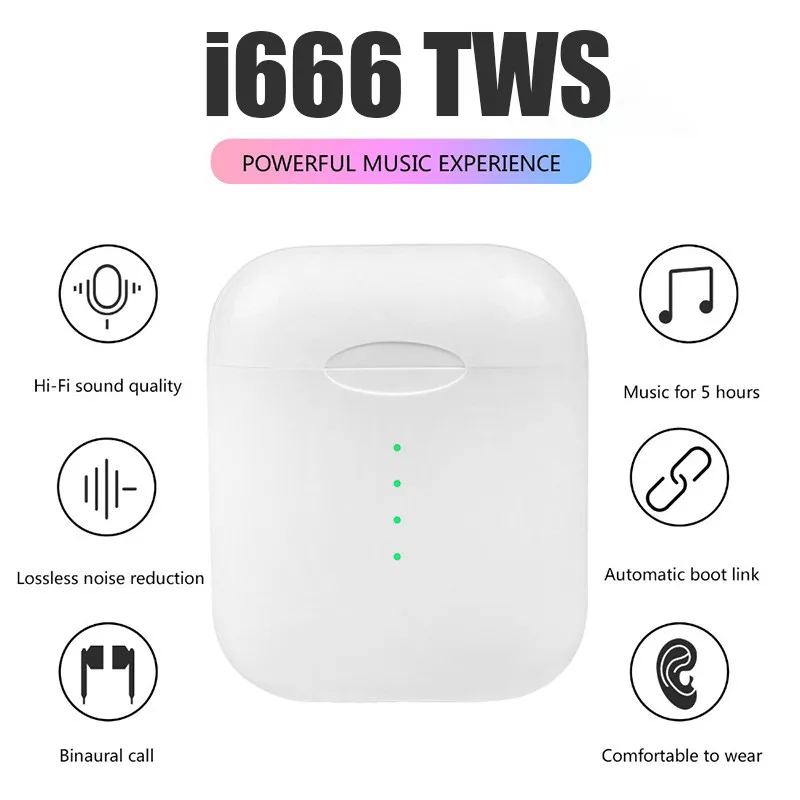 Беспроводные Bluetooth наушники i666 TWS tws с шумоподавлением для Android Xiaomi PK i12 i10 i30 i20 i200