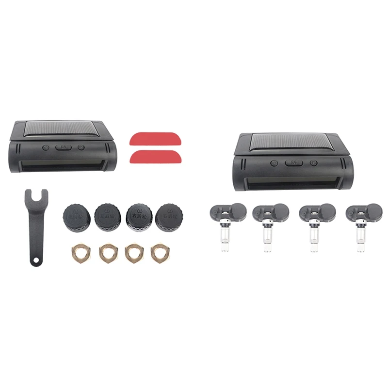 

Car Tire Pressure Monitor System Windshield Console USB Solar Charging Adjustable LCD Screen