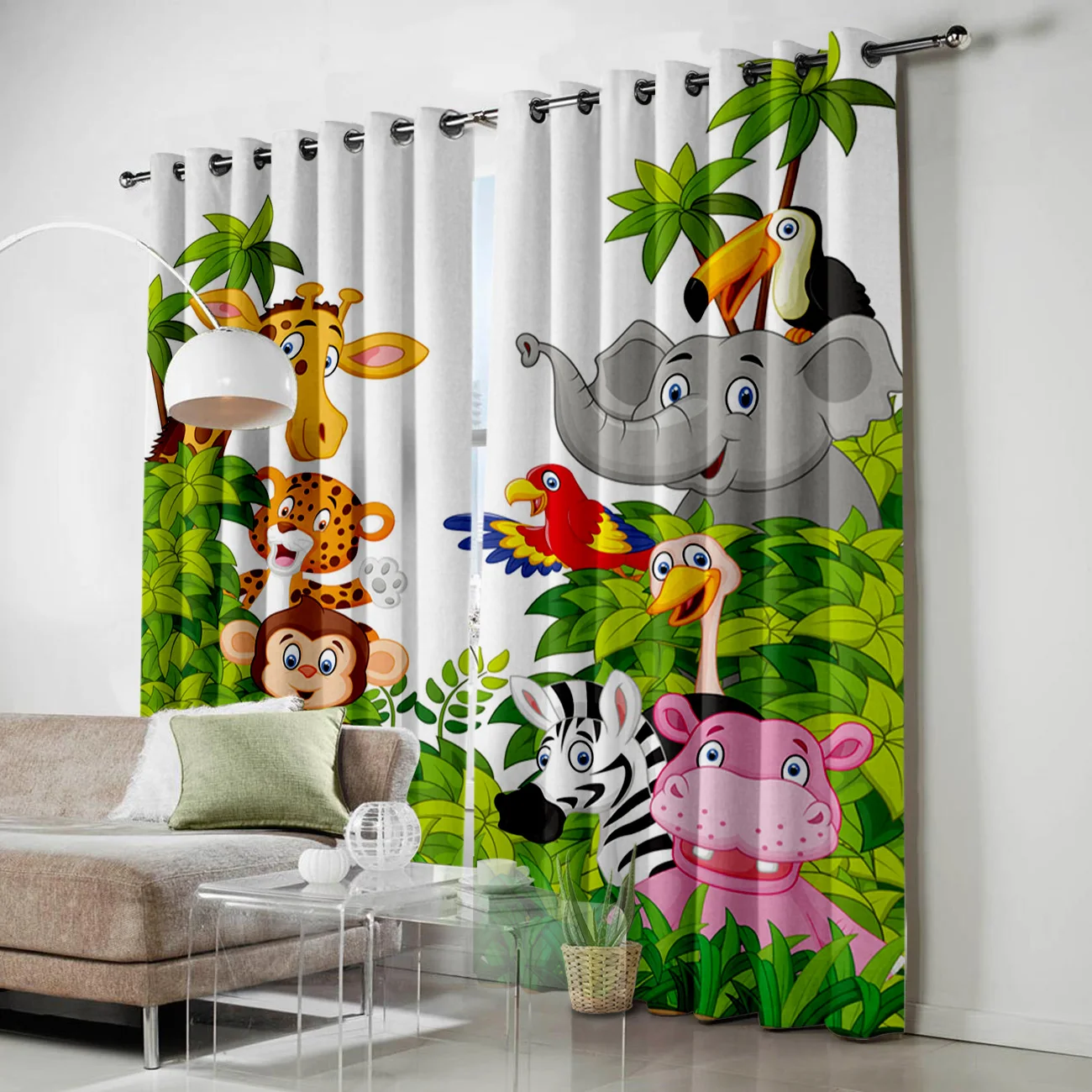 Занавеска для детской комнаты занавеска С мультяшными животными в джунглях