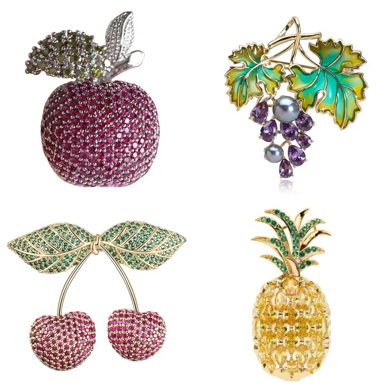 Женская Брошь в виде яблока с фианитом | Украшения и аксессуары