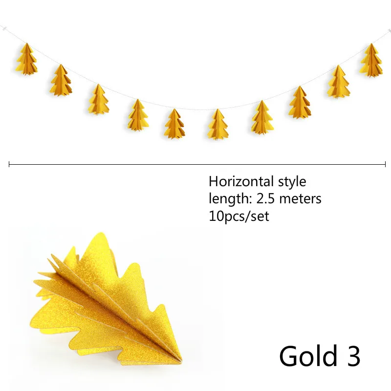 style 2 gold B Натальные 3D Бумага Рождественская елка декоративные гирлянды кулон Ноэль украшения Рождественские украшения для дома Новогодний Декор Navidad поставка - Цвет: style 2 gold B