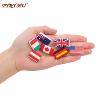 tyry hu 5pcs national flag silicone beads baby teether bpa free teething beads round baby safe diy chewable teething for infant