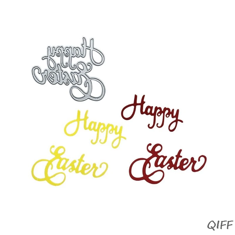 Счастливый Пасхальный текст металлические Вырубные штампы Трафаретный