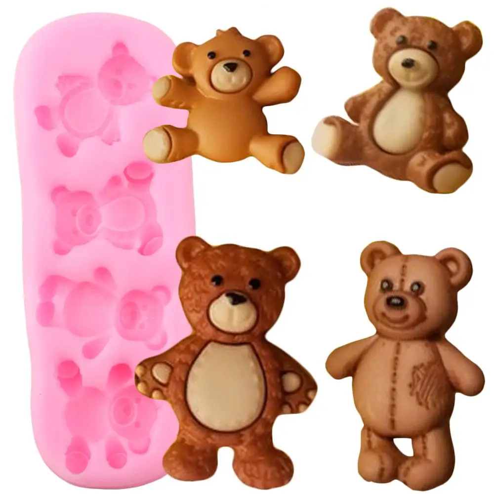 3D Cute Bear Silicone Molds DIY Baby Party Chocolate Fondant Mold Cake Decorating Tools Cupcake Topper Candy Polymer Clay Moulds