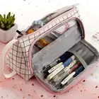 Чехол для карандашей в сетку, вместительный холщовый чехол для карандашей с простым дизайном, студенческий держатель для ручек, принадлежности, сумка для карандашей, школьный бокс, канцелярские принадлежности