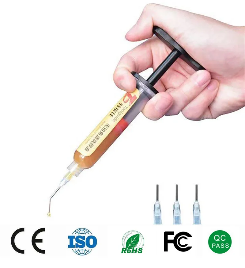 MaAnt Solder Paste Flux Booster Aluminum Alloy Propulsion Tools Manual Syringe Flux Mate Solder Paste Plunger Dispenser 3 Needle