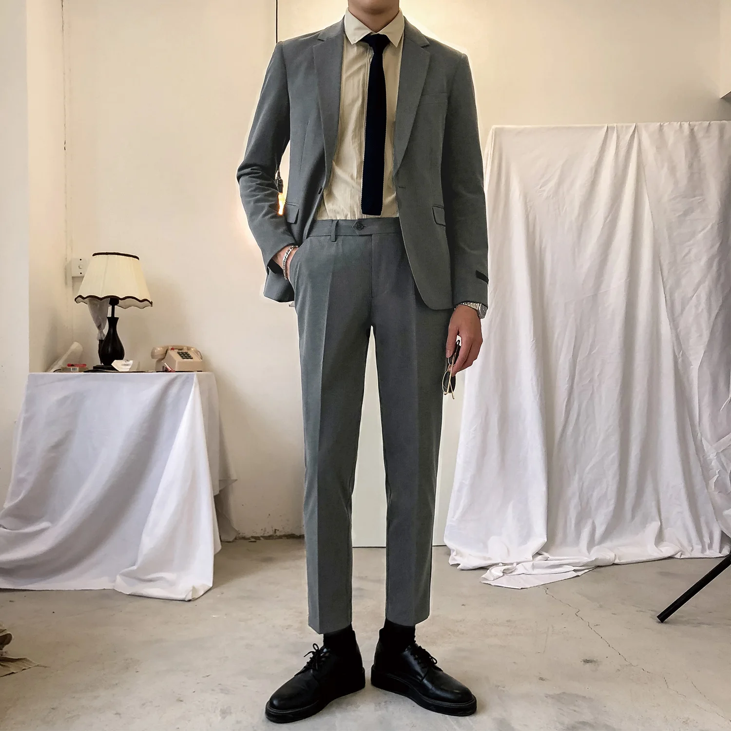 

2021 Autumn Fashion Casual Men Slim Suit Wedding Groom Man Blazer Costume Homme Blazer Korean Men's Suit 2 Piece Sets W451