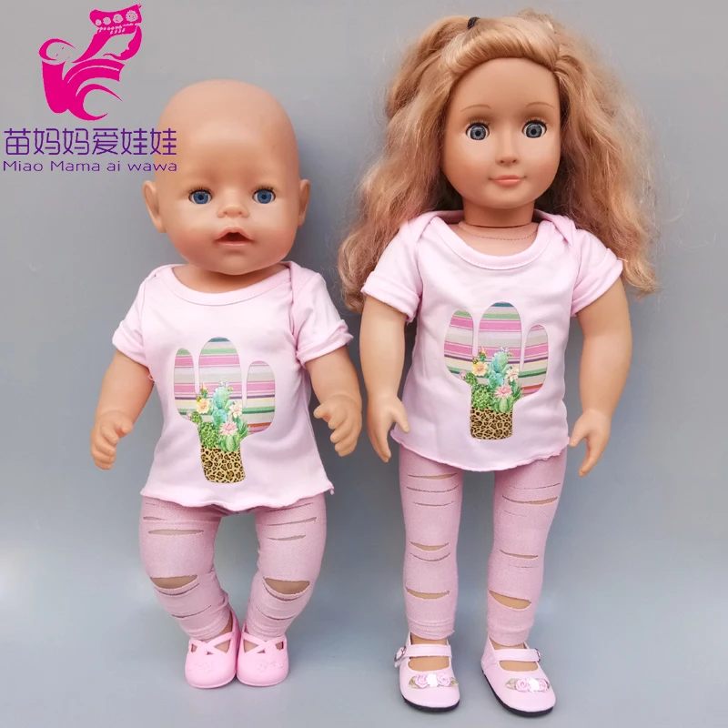 Футболка для куклы 45 см Короткие рваные брюки 18 дюймов Одежда кукол американской