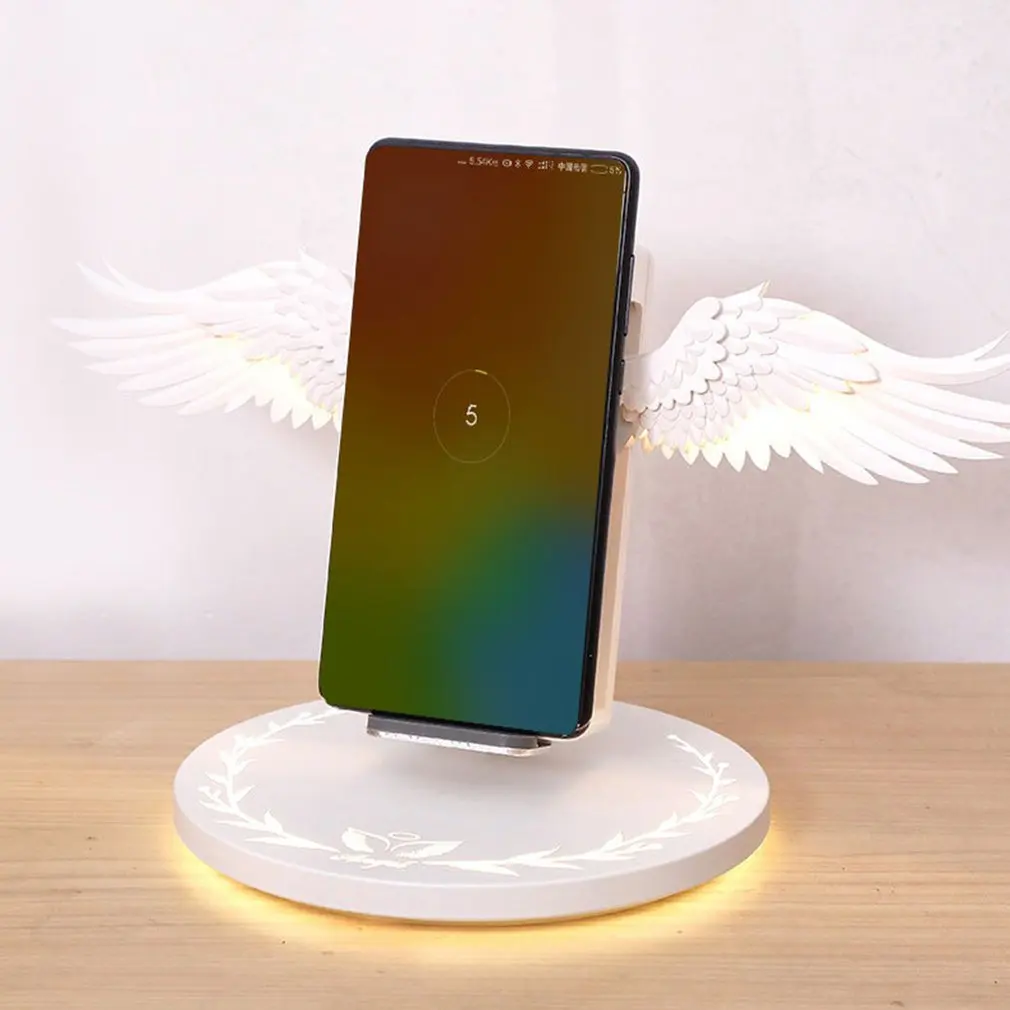 creative angel wings wireless charger qi wireless charger 10w fast charge vertical mobile phone wireless charger free global shipping