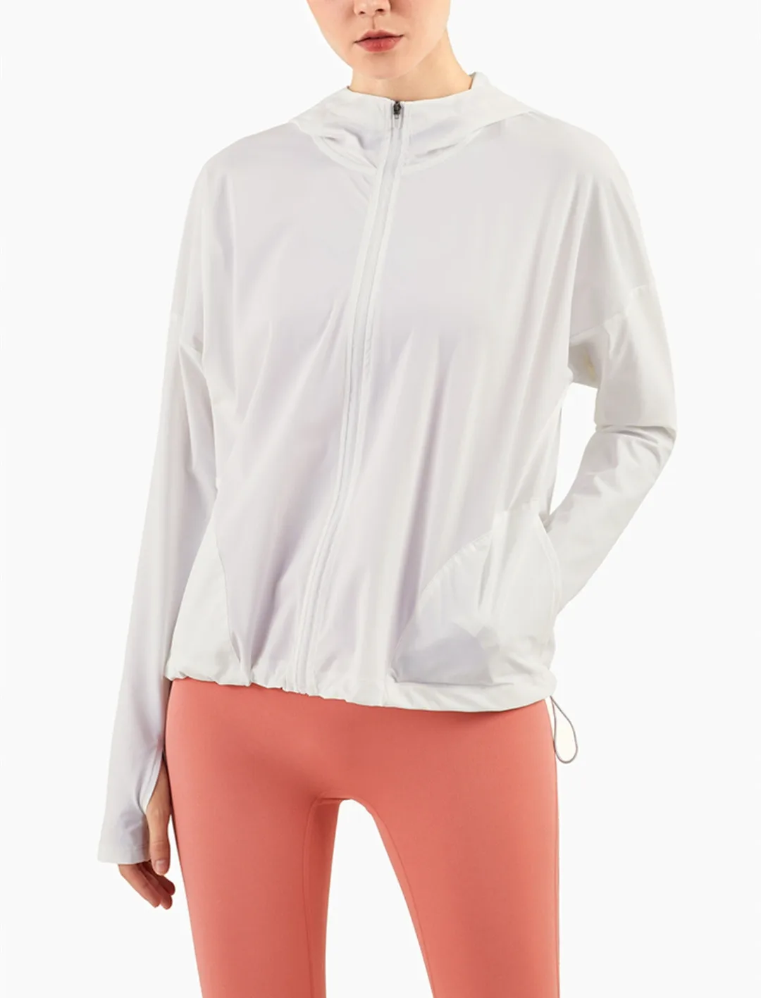 Sportswear Ladies Sports Jacket Loose Zip Hoodie Jacket Solid Color Top Quick-drying Workout Clothes