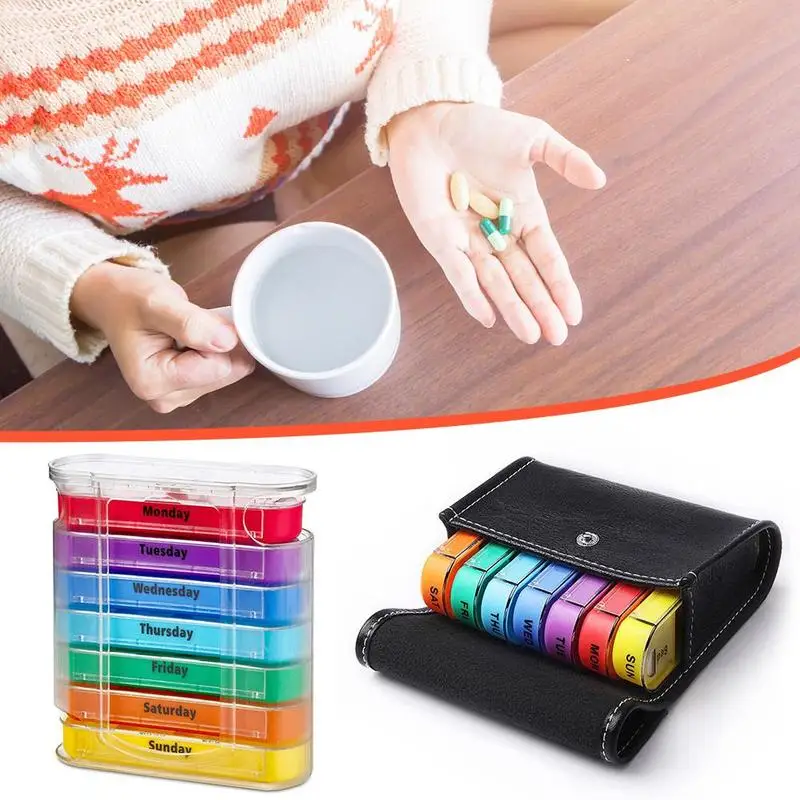

7 Days A Week/week 28 Compartments Portable Drawer Moisture-proof Plastic Pill Box