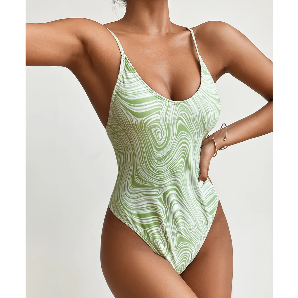 

Miturn новый сексуальный 2021 зеленый с принтом мягкий женский купальник Цельный купальник женский купальник с полной спинкой купальный костюм
