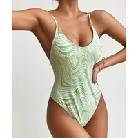 miturn new sexy 2021 green printed padded women swimwear one piece swimsuit female full back bather bathing suit