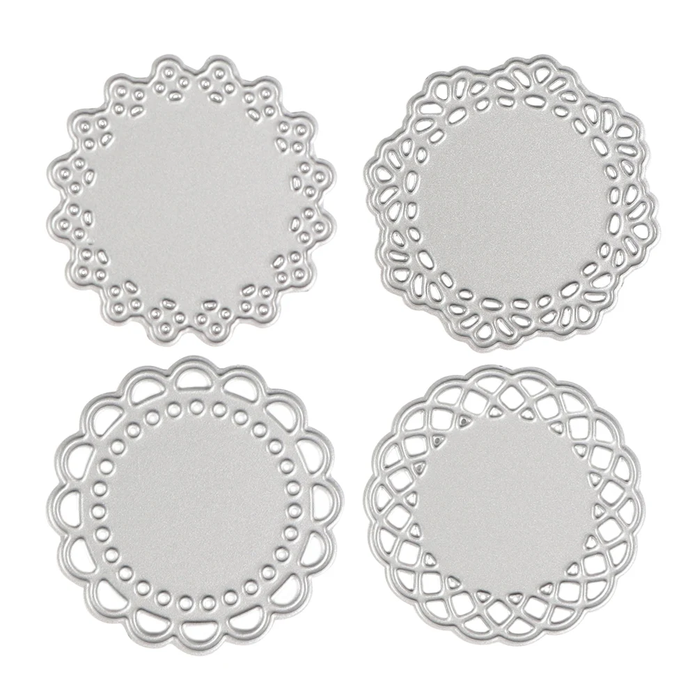 

4Pcs Lace Edge Circle Frame Metal Cutting Die Stencils for Diy Scrapbooking Album Decorative Embossing Hand-On Paper Cards