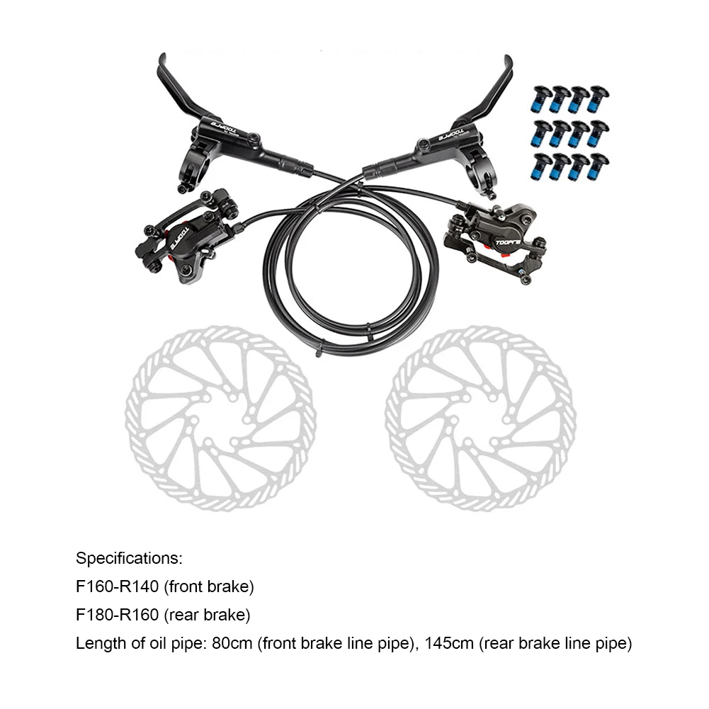

TOOPRE Hydraulic Brake Kit for Mountain MTB Bicycle Front Rear Bicycle Oil Pressure Disc Brake Set Hydraulic Disc Brake Calipers