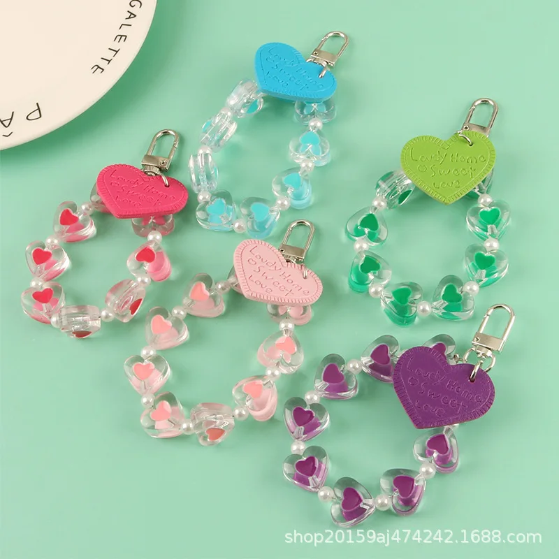 

2021 new creative peach heart bracelet keychain pendant letter leather love heart peach heart accessories packaging accessories
