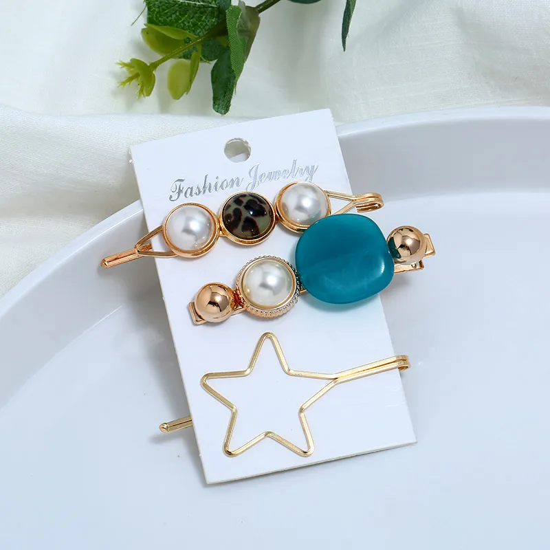 Ins Мода 1 комплект для женщин девочек элегантные жемчужные заколки для волос сладкий головной убор шпильки с орнаментом заколки повязка аксессуары для волос - Окраска металла: TS472