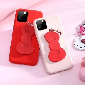 hello kitty phone case for iphone 11 mobile phone case bracket bowknot silicone protective cover for iphone11pro free global shipping