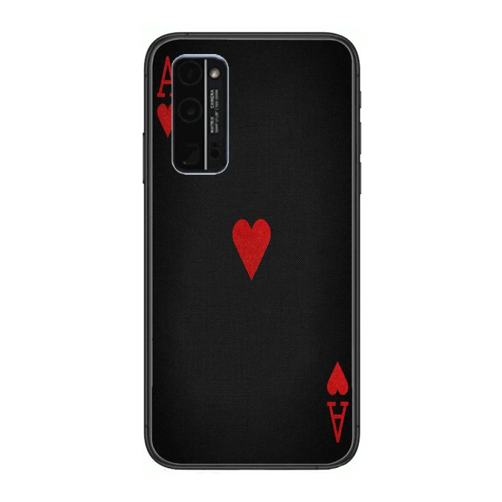 

Poker Personality Phone Case Hull For Huawei Honor 8 9 10 20 30 A S Lite Pro 5g i Black Back Soft Cell Cover Pretty