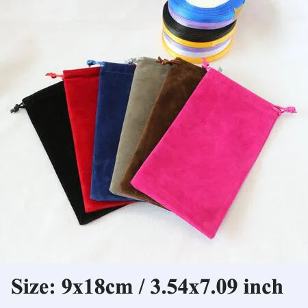 

20pcs/lot Zavorohin Top Quality 9X18cm DOUBLE Sided Black/Red/Grey Velvet Gift Bags Wedding Jewelry Pouches Packaging Bags