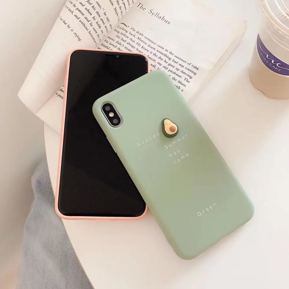 Мультфильм простой 3D принтом в виде бананов персик авокадо мобильный телефон