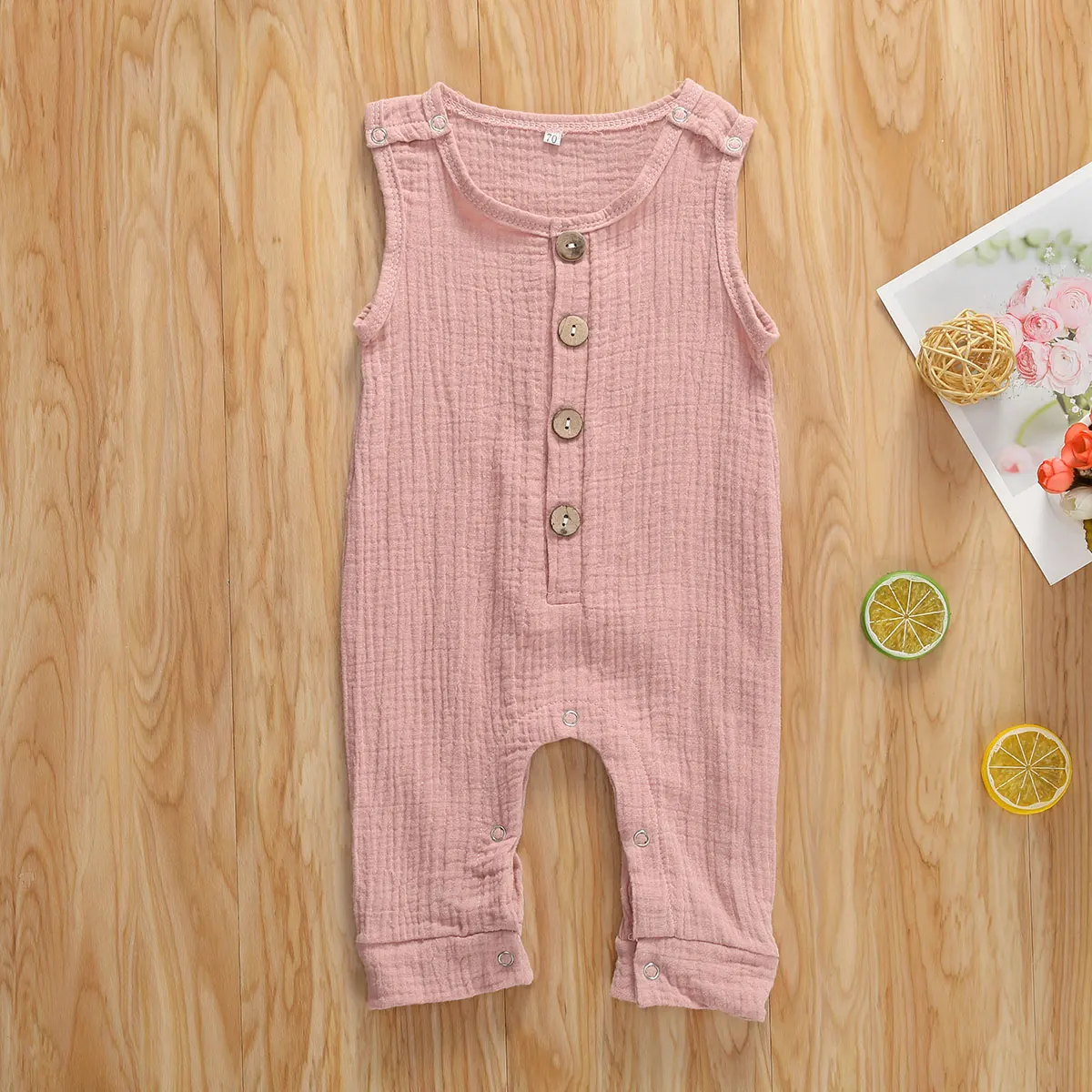 Комбинезон для младенцев из хлопка и льна без рукавов | Детская одежда обувь