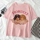 Футболка в Корейском стиле Angel Baby с принтом Fiorucci, футболка оверсайз с графическим рисунком в стиле Харадзюку, женские рубашки, модная розовая футболка для отдыха