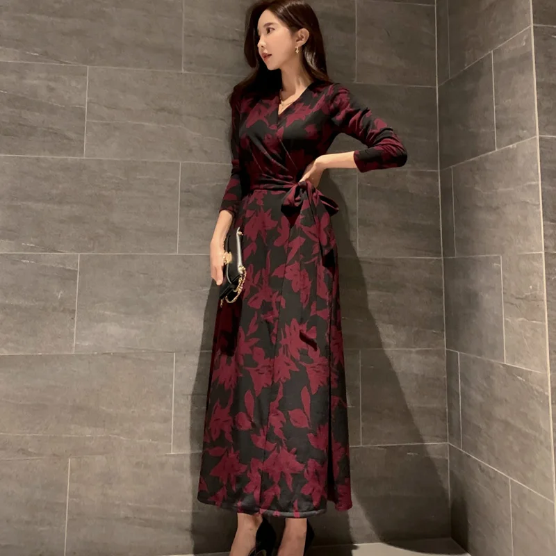 Женское длинное платье-макси CINESSD элегантное платье с цветочным принтом и