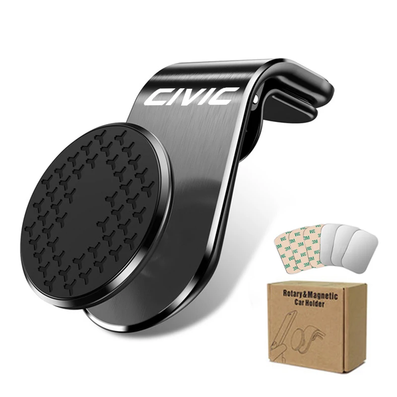 

For Honda Civic Mugen Accord Odyssey JAZZ CRV Fit Metal Magnetic Car Phone Holder 360 Degree Rotation 2ND Car Accessories