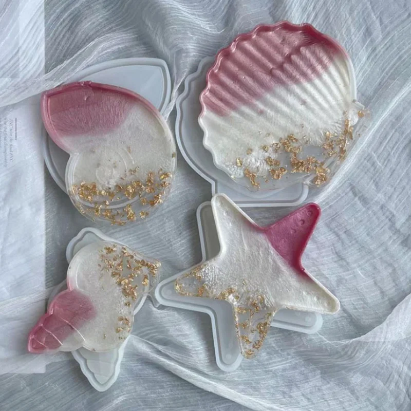 

Starfish Conch Shell Shape Resin Plate Mold Dish Mirror Silicone Making Mold Crystal Ashtray Jewelry Storage Tray DIY Craft Tool