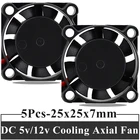 5 шт. Gdstime с фокусным расстоянием 25 мм DC 5V 12V Бесщеточный Мини Процессор кулер осевой вентилятор с фокусным расстоянием 25 мм x 25 мм x 7 мм охлаждающий вентилятор радиатора радиаторы вентилятор с фокусным расстоянием 25 мм * 7 мм