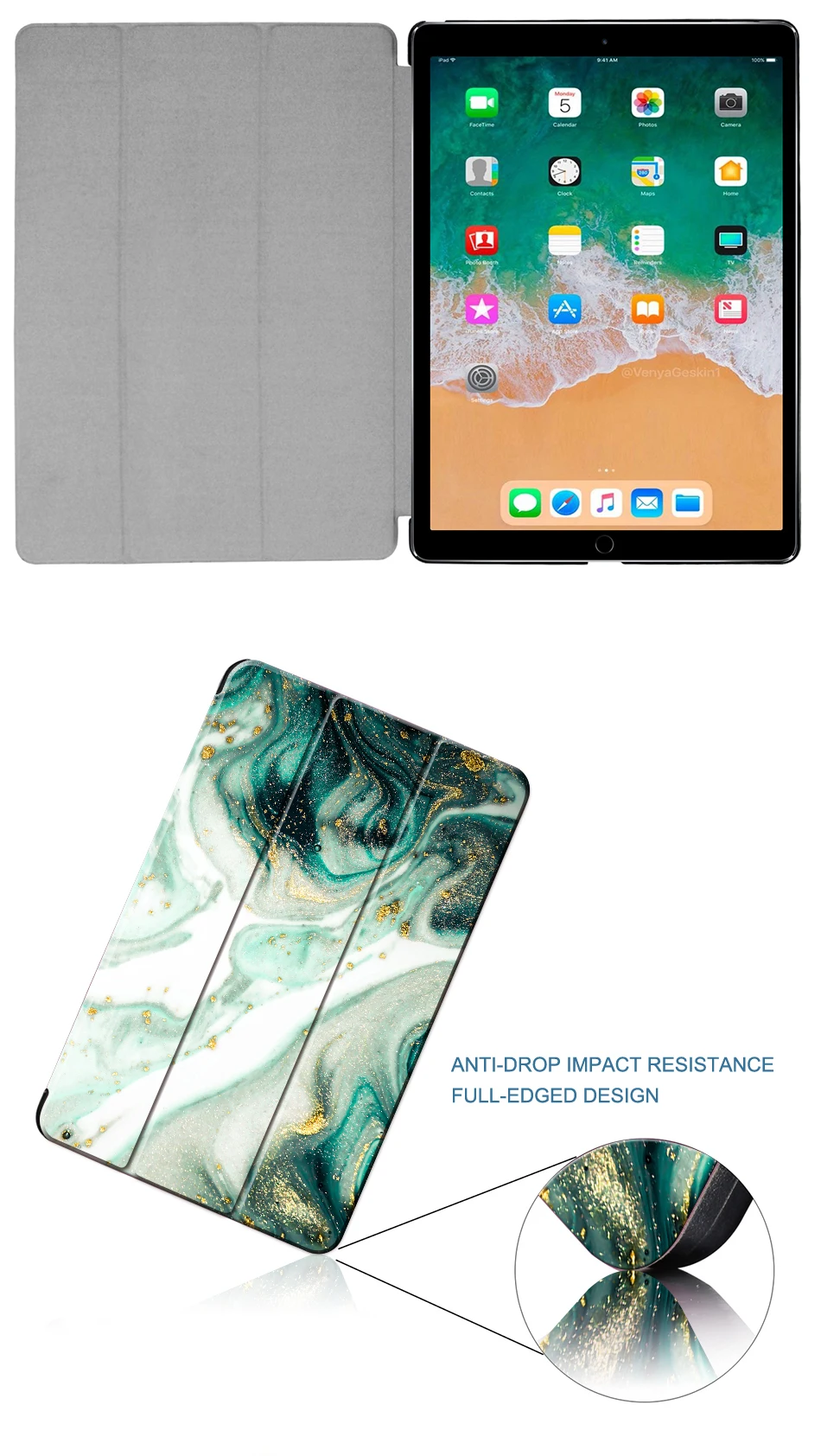 MTT мраморный Чехол для iPad Pro 12,9 '' версия из искусственной кожи откидная подставка защитный чехол для планшета Авто Режим сна/пробуждения