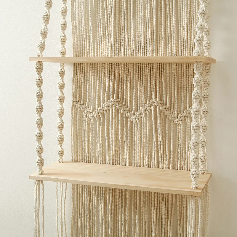 Настенная подвесная полка макраме в стиле бохо плавающая идеально подходит для