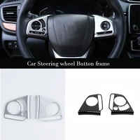abs carbon fiber car steering wheel button frame cover trim sticker car styling for honda cr v crv 2017 2018 accessories 2pcs