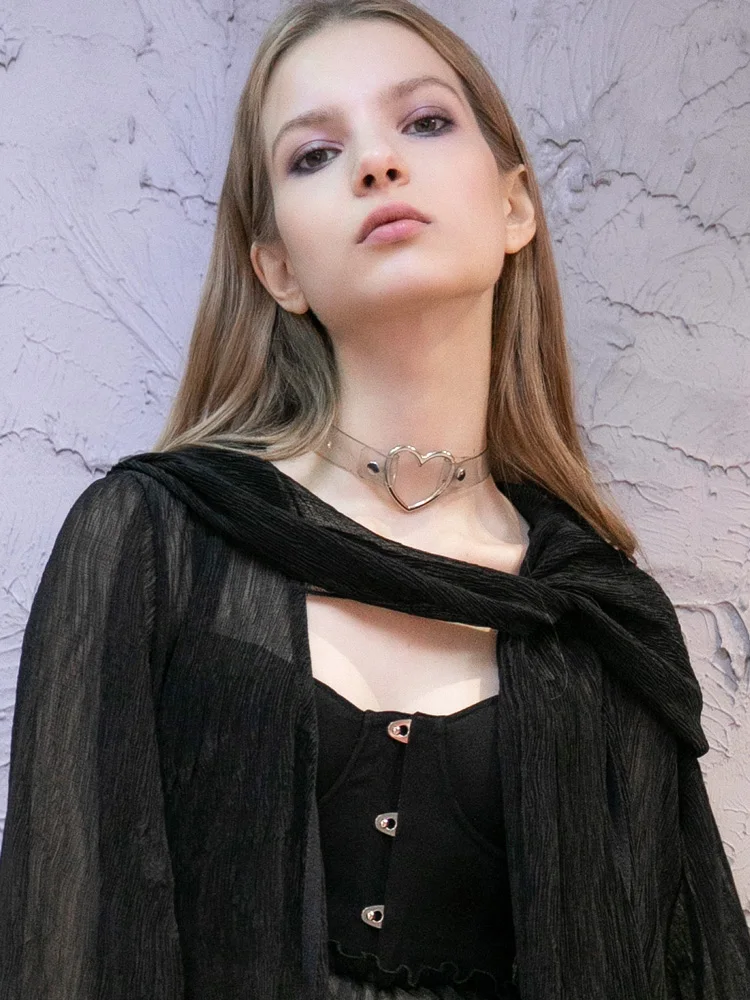 

PUNK RAVE Girl's Gothic Black Long Coat with Detachable Sashes Fashion Casual Spring Autumn Women Clothes