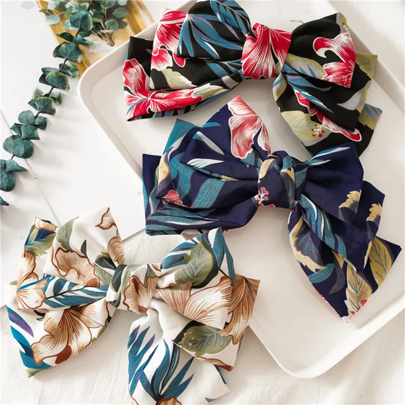 Горячая Распродажа большой бант для волос девочек сломанный цветок 3 слоя