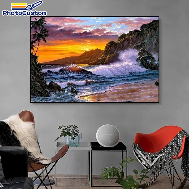 

Фоторамка для рисования по номерам, картина по номерам на стену у моря, детской комнаты, современное искусство по номерам, подарок «сделай с...