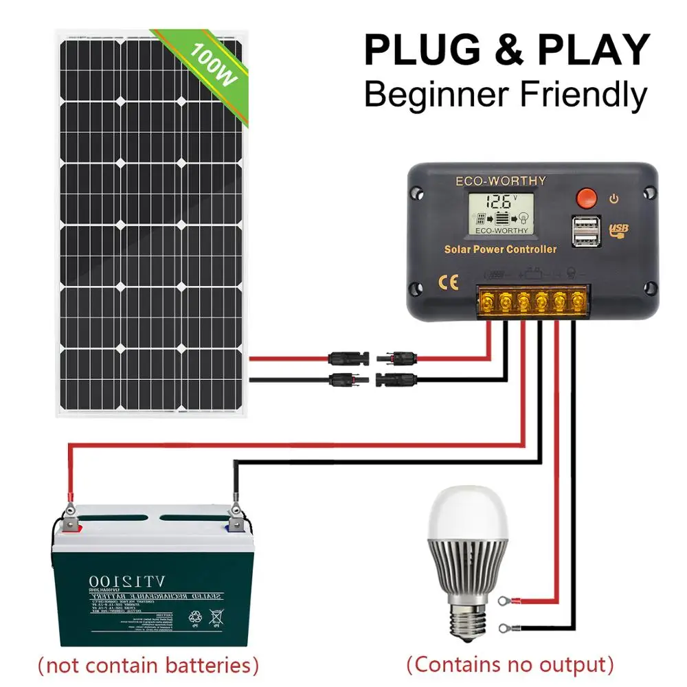 100W 18V солнечных батарей Панели солнечные комплект и 20A Контроллер заряда и крыши дрель настенный кронштейн для крепления на Лодка Караван Кемпинг внесетевая система