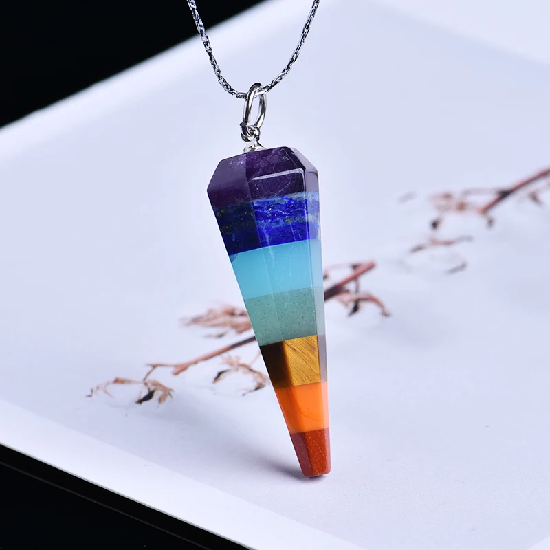 

1PC Natural Crystal Quartz Mineral Jewelry Seven Chakra Stones Chakra Aura Point Healing Men's and Women's Necklaces DIY Gifts