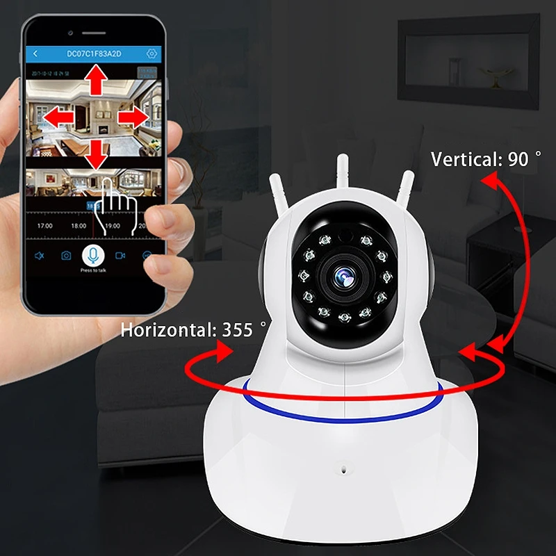

Wireless WIFI HD CAMERA 1080P Wireless LED 3 ANTENNE Smart Home Security IR Cam
